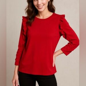 Red Ruffle Sleeve Top